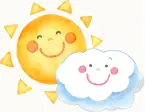 笑顔の太陽と雲のイラスト｜明るく楽しい保育園生活や季節の行事を伝える